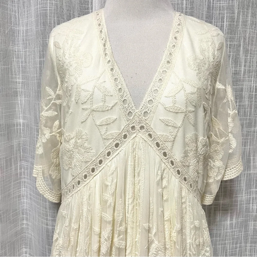 PinkBlush Cream Lace Mesh Overlay Maternity Maxi Dress Women's XL - Picture 4 of 16